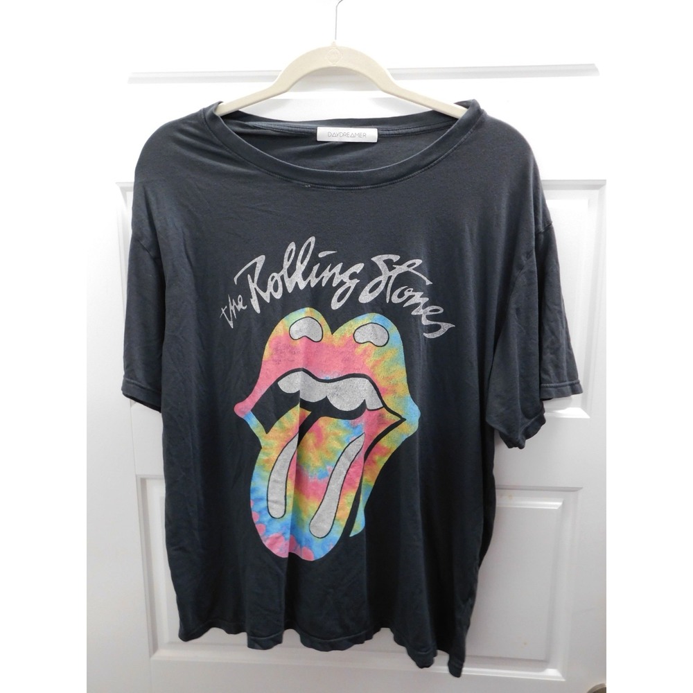 Daydreamer The Rolling Stones Tie Dye Tee Distressed Cotton Blend T-Shirt USA  L